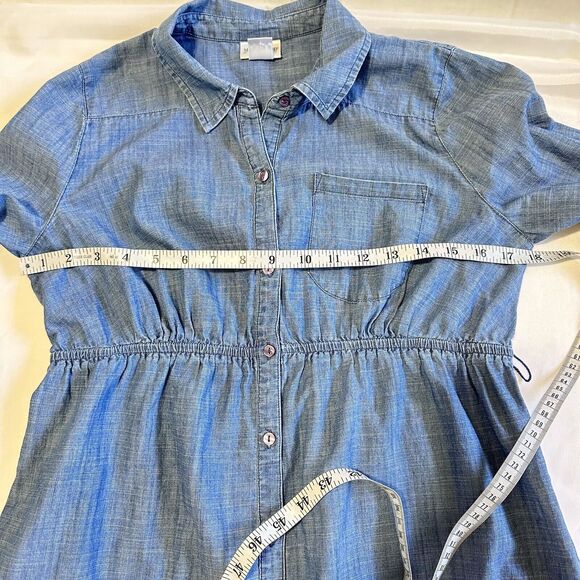 Motherhood Blue Denim Long Sleeve Shirt Maternity Dress With Pockets Size Small - Picture 9 of 12